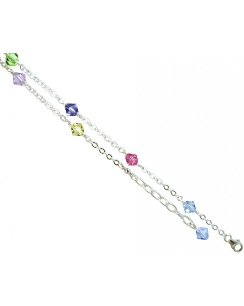 Multi-color Crystals with .925 Sterling Silver Anklet, Bracelet. 7,8,9,10,11,12,13 Inches 12.5 Inches $14.29 Anklets