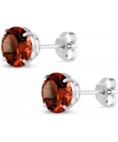 10K White Gold Round 7MM Gemstone Birthstone Stud Earrings For Women Garnet, January $32.55 Others