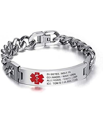 Medical Alert Bracelet for Women & Men Adjustable Alert ID Bracelets Wrist Bangle Free Engrave Stainless Steel Life Alert Bra...