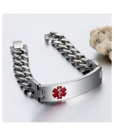 Medical Alert Bracelet for Women & Men Adjustable Alert ID Bracelets Wrist Bangle Free Engrave Stainless Steel Life Alert Bra...