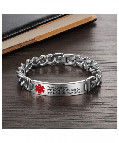 Medical Alert Bracelet for Women & Men Adjustable Alert ID Bracelets Wrist Bangle Free Engrave Stainless Steel Life Alert Bra...