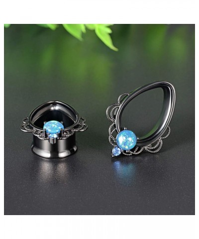 1 Pair Surgical Steel Ear Gauges Tear Drop Ear Tunnels and Plugs Fake Opal Earrings Stretcher. Black 1/2"(12mm) $9.71 Others