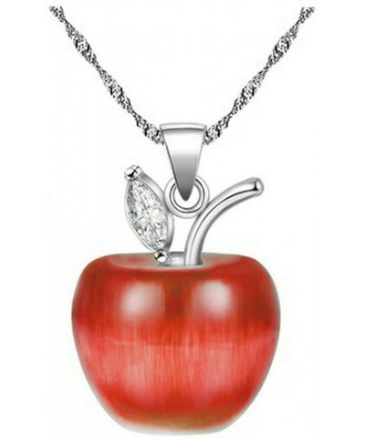 Silver Plated Candy Apple Cubic Zirconia Pendant Necklace Earrings Jewelry for Women YL007 Red $7.97 Necklaces