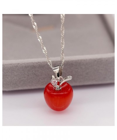 Silver Plated Candy Apple Cubic Zirconia Pendant Necklace Earrings Jewelry for Women YL007 Red $7.97 Necklaces