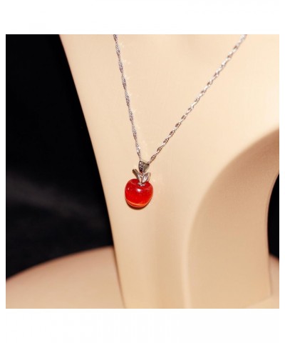 Silver Plated Candy Apple Cubic Zirconia Pendant Necklace Earrings Jewelry for Women YL007 Red $7.97 Necklaces