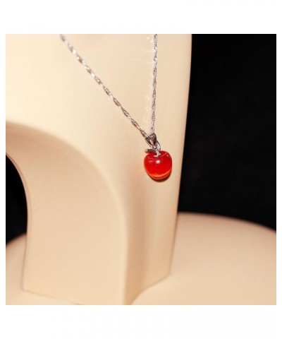 Silver Plated Candy Apple Cubic Zirconia Pendant Necklace Earrings Jewelry for Women YL007 Red $7.97 Necklaces