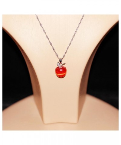 Silver Plated Candy Apple Cubic Zirconia Pendant Necklace Earrings Jewelry for Women YL007 Red $7.97 Necklaces