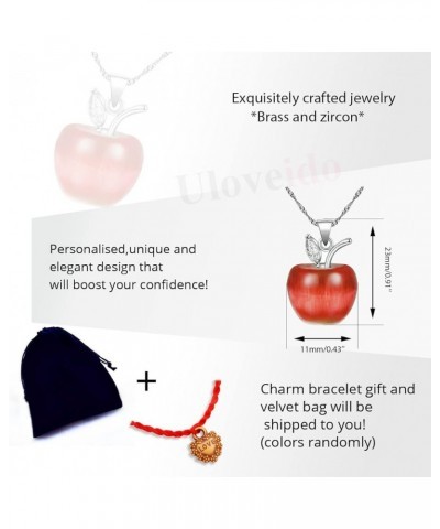 Silver Plated Candy Apple Cubic Zirconia Pendant Necklace Earrings Jewelry for Women YL007 Red $7.97 Necklaces