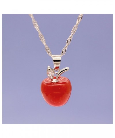 Silver Plated Candy Apple Cubic Zirconia Pendant Necklace Earrings Jewelry for Women YL007 Red $7.97 Necklaces