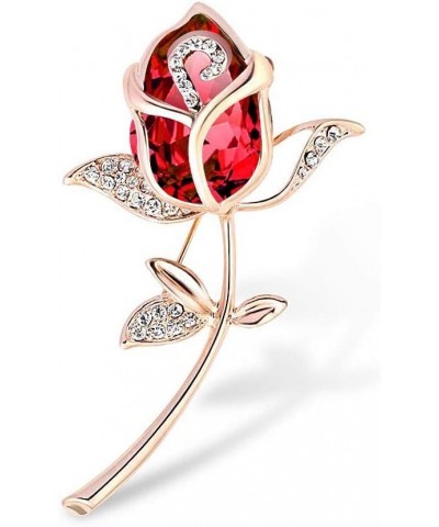 Rose Flower Fashion Rose Gold Brooch Pin Gift for Women Girls Red $7.83 Brooches & Pins