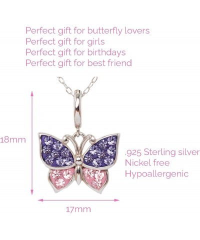 Sapphire Blue Butterfly Crystal Sterling Silver Necklace with an Elegant Jewelry Box Gift for Girls & Women – Gift for Mother...