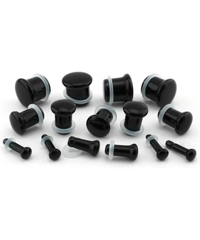 Pair of Black Obsidian Single Flare Stone Ear Plugs Silicone O-Ring Expander Gauges 8ga - 1 inch E616 5/8 Inch(16mm) $15.13 O...