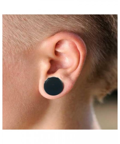 Pair of Black Obsidian Single Flare Stone Ear Plugs Silicone O-Ring Expander Gauges 8ga - 1 inch E616 5/8 Inch(16mm) $15.13 O...