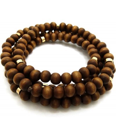 Jet Black, Brown Tone 8mm 36" Wooden Bead Metal Connect Ball Bead Necklace Brown + Gold Color Metal Joint $8.83 Necklaces