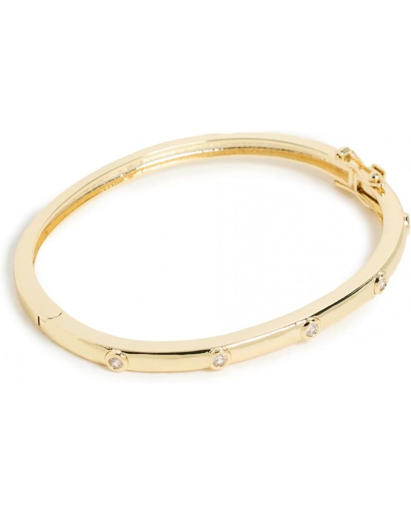 Women's 1cttw Round Station Bezel Cz Hinged Bangle Gold $44.64 Bracelets