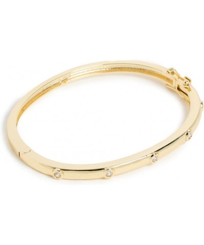 Women's 1cttw Round Station Bezel Cz Hinged Bangle Gold $44.64 Bracelets