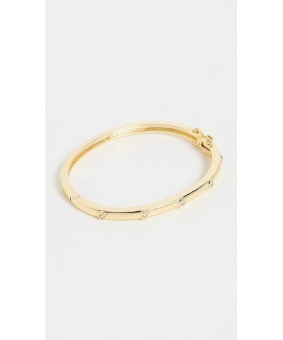 Women's 1cttw Round Station Bezel Cz Hinged Bangle Gold $44.64 Bracelets