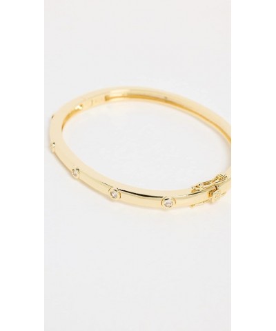 Women's 1cttw Round Station Bezel Cz Hinged Bangle Gold $44.64 Bracelets