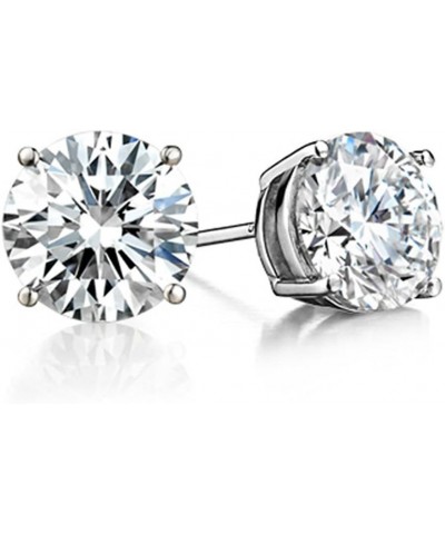 Solid 925 Sterling Silver Cubic Zirconia CZ Solitaire Stud Earrings (Round & Princess) 4 Millimeters Round Cut $11.32 Earrings