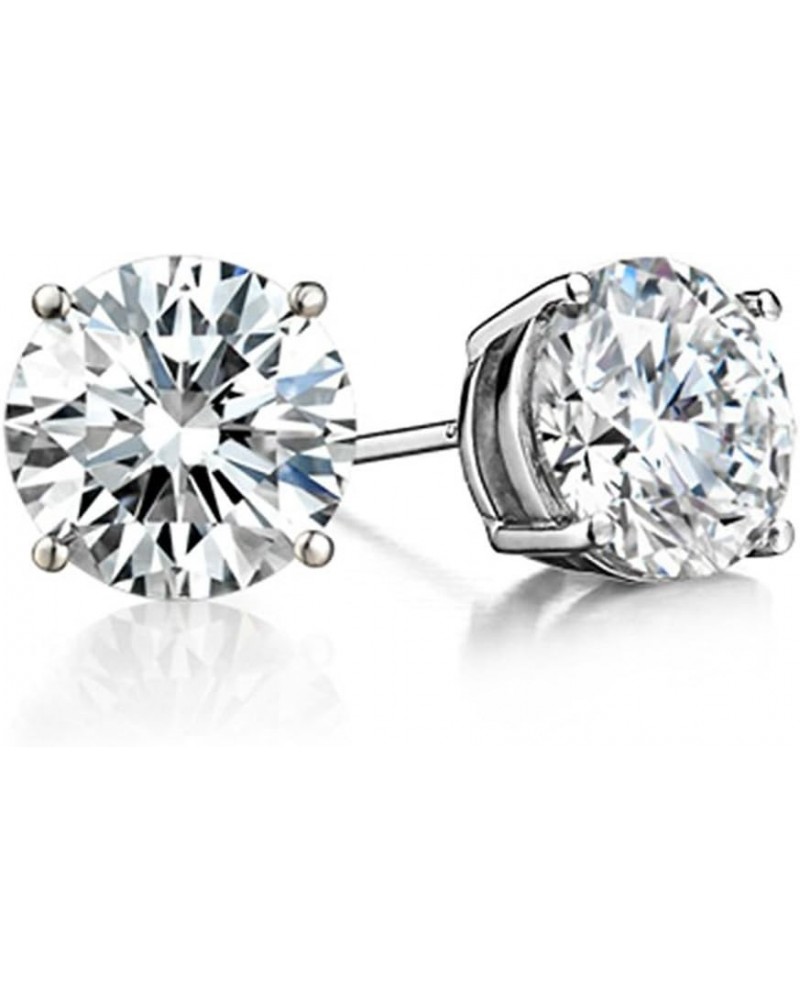 Solid 925 Sterling Silver Cubic Zirconia CZ Solitaire Stud Earrings (Round & Princess) 4 Millimeters Round Cut $11.32 Earrings