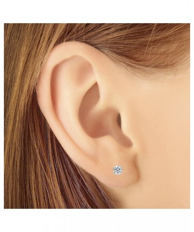 Solid 925 Sterling Silver Cubic Zirconia CZ Solitaire Stud Earrings (Round & Princess) 4 Millimeters Round Cut $11.32 Earrings