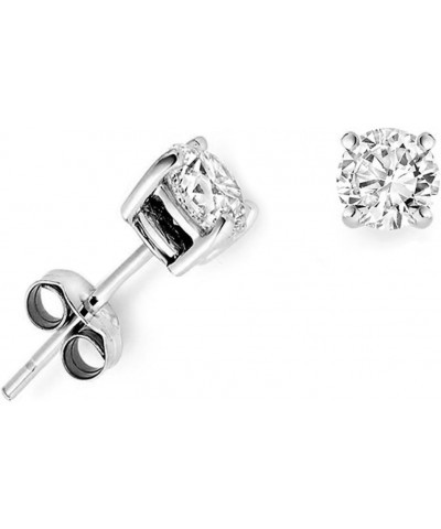 Solid 925 Sterling Silver Cubic Zirconia CZ Solitaire Stud Earrings (Round & Princess) 4 Millimeters Round Cut $11.32 Earrings