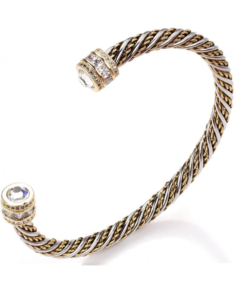 Twisted Bracelets for Women Cable Wire Cuff Bangles Adjustable Valentine Day Gift Rhinestone Jewelry with Gift Box D-2 $14.49...