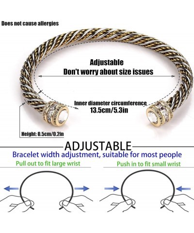 Twisted Bracelets for Women Cable Wire Cuff Bangles Adjustable Valentine Day Gift Rhinestone Jewelry with Gift Box D-2 $14.49...