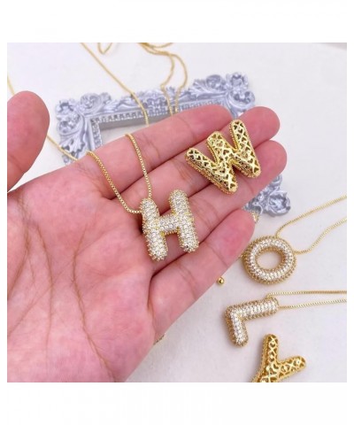 Bubble Letter Necklace Gold for Women, Charm Balloon Initial Cubic Zirconia Alphabet 18K Pendant Necklaces for Teen Girls Val...