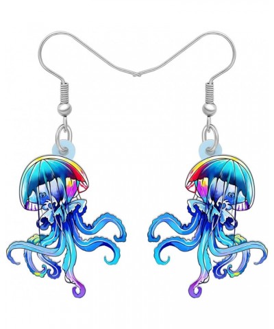 Fun Jellyfish Earrings for Women Girls Gifts Acrylic Hypoallergenic Hook Dangle Jewelry Ocean Charms Decor Sea Blue $6.50 Ear...