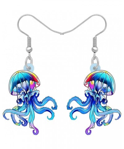 Fun Jellyfish Earrings for Women Girls Gifts Acrylic Hypoallergenic Hook Dangle Jewelry Ocean Charms Decor Sea Blue $6.50 Ear...