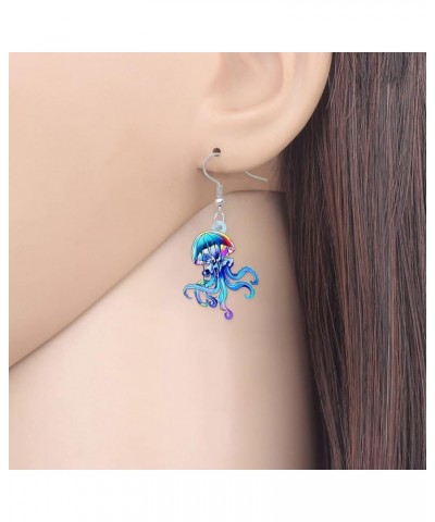 Fun Jellyfish Earrings for Women Girls Gifts Acrylic Hypoallergenic Hook Dangle Jewelry Ocean Charms Decor Sea Blue $6.50 Ear...