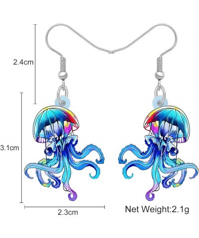 Fun Jellyfish Earrings for Women Girls Gifts Acrylic Hypoallergenic Hook Dangle Jewelry Ocean Charms Decor Sea Blue $6.50 Ear...