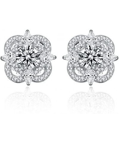 StarGems® 0.5ct Moissanite 925 Silver Platinum Plated Four-leaf Clover Zirconia Stud B4652 $17.67 Earrings