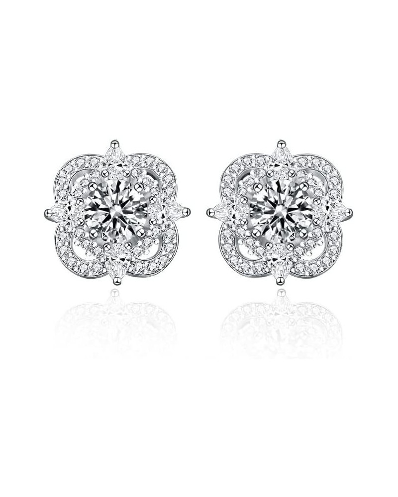 StarGems® 0.5ct Moissanite 925 Silver Platinum Plated Four-leaf Clover Zirconia Stud B4652 $17.67 Earrings