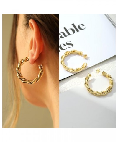 STORUP 3/6/9 Pairs Gold Hoop Earrings Set for Women, 16K Gold Plated Lightweight Hypoallergenic Chunky Open Hoops Earrings fo...