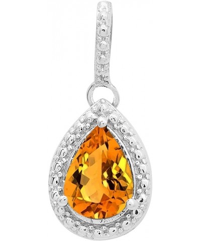 Multi Choice Pear Shape Gemstone 925 Sterling Silver Vintage Solitaire Pendant Jewelry Citrine $19.46 Pendants