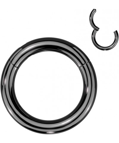 12GA-8GA Large Gauge F136 Implant Grade Titanium 10mm Diameter Hinged Segment Clicker Ring Black $10.61 Body Jewelry