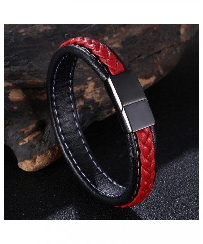 Personalized Black Braided Leather Medical Alert Bracelet for Men Engravable Medical Emergency Bracelet with Magnetic Clasp C...