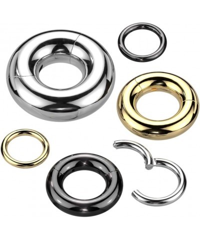 12GA-8GA Large Gauge F136 Implant Grade Titanium 10mm Diameter Hinged Segment Clicker Ring Black $10.61 Body Jewelry