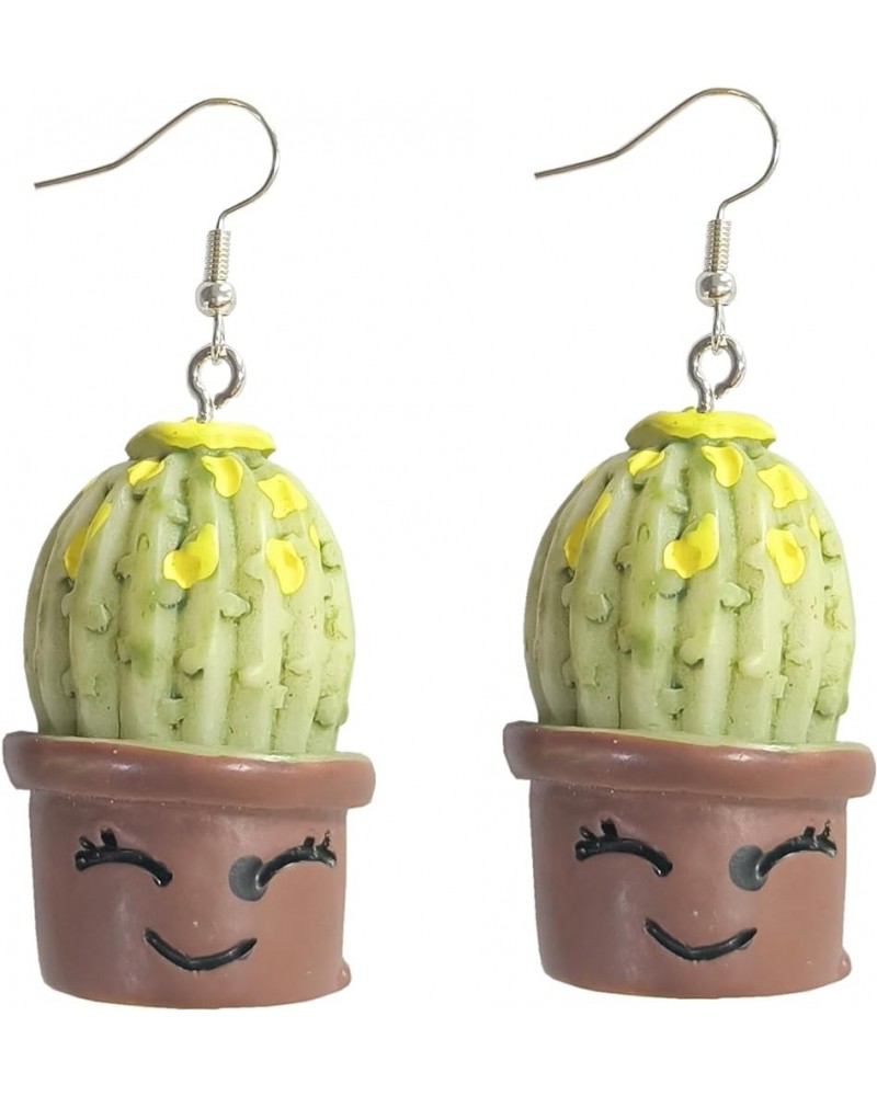 Cute Succulent Earrings Plant Earrings Handmade Resin Potted Plant Jewelry Botanical Floral Drop Earrings Vivid Cactus Dangle...