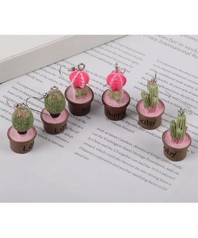 Cute Succulent Earrings Plant Earrings Handmade Resin Potted Plant Jewelry Botanical Floral Drop Earrings Vivid Cactus Dangle...