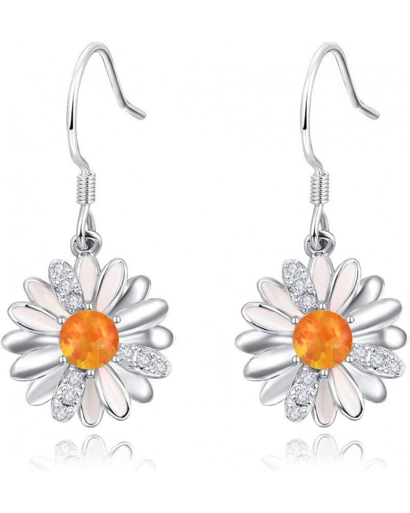 Daisy Earrings 925 Sterling Silver Daisy Flower Earrings Daisy Jewellery Gift for Women Girls B Orange $13.44 Earrings