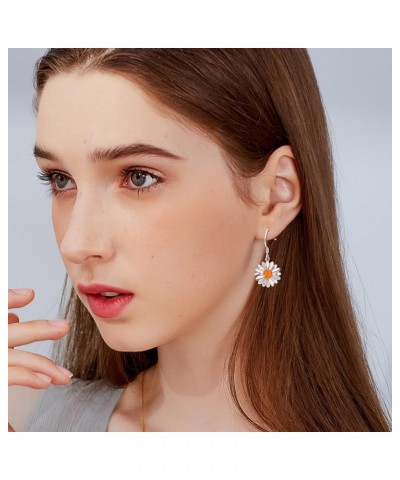 Daisy Earrings 925 Sterling Silver Daisy Flower Earrings Daisy Jewellery Gift for Women Girls B Orange $13.44 Earrings