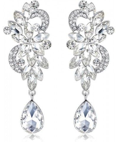 Marquise Crystal Bridal Chandelier Dangle Drop Earrings Ladies Gifts in Silver/Gold Tone J-Clear Earrings Pin $10.99 Earrings