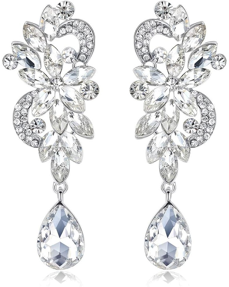 Marquise Crystal Bridal Chandelier Dangle Drop Earrings Ladies Gifts in Silver/Gold Tone J-Clear Earrings Pin $10.99 Earrings