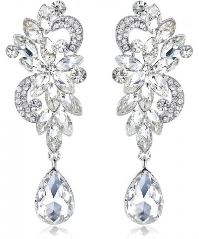 Marquise Crystal Bridal Chandelier Dangle Drop Earrings Ladies Gifts in Silver/Gold Tone J-Clear Earrings Pin $10.99 Earrings