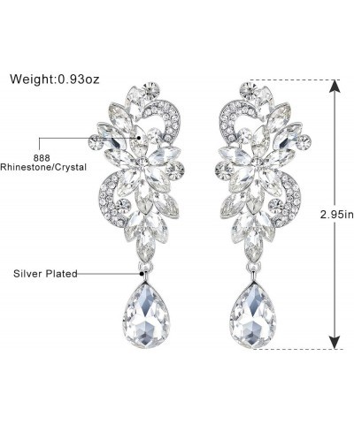 Marquise Crystal Bridal Chandelier Dangle Drop Earrings Ladies Gifts in Silver/Gold Tone J-Clear Earrings Pin $10.99 Earrings