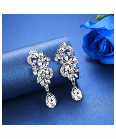 Marquise Crystal Bridal Chandelier Dangle Drop Earrings Ladies Gifts in Silver/Gold Tone J-Clear Earrings Pin $10.99 Earrings