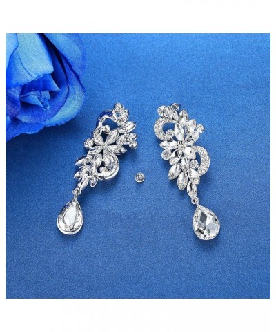 Marquise Crystal Bridal Chandelier Dangle Drop Earrings Ladies Gifts in Silver/Gold Tone J-Clear Earrings Pin $10.99 Earrings